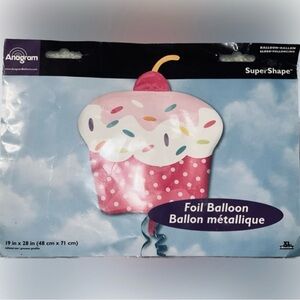 🍄NWT Cupcake Balloon Giant Foil 28” Mylar Birthday Party Celebration Decor
